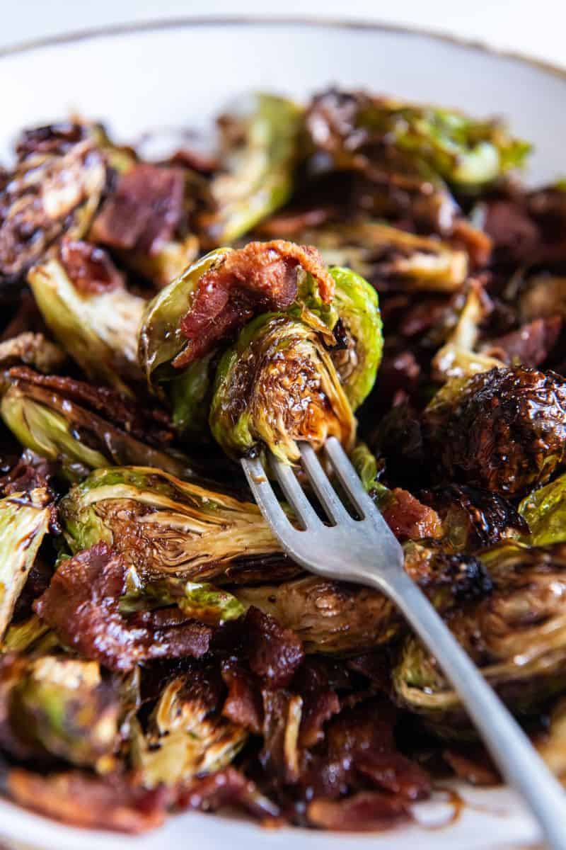 Air Fryer Brussels Sprouts with Bacon | Everyday Family Cooking