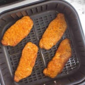 air fryer basket with pork chops