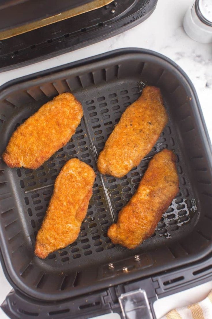 air fryer basket with pork chops