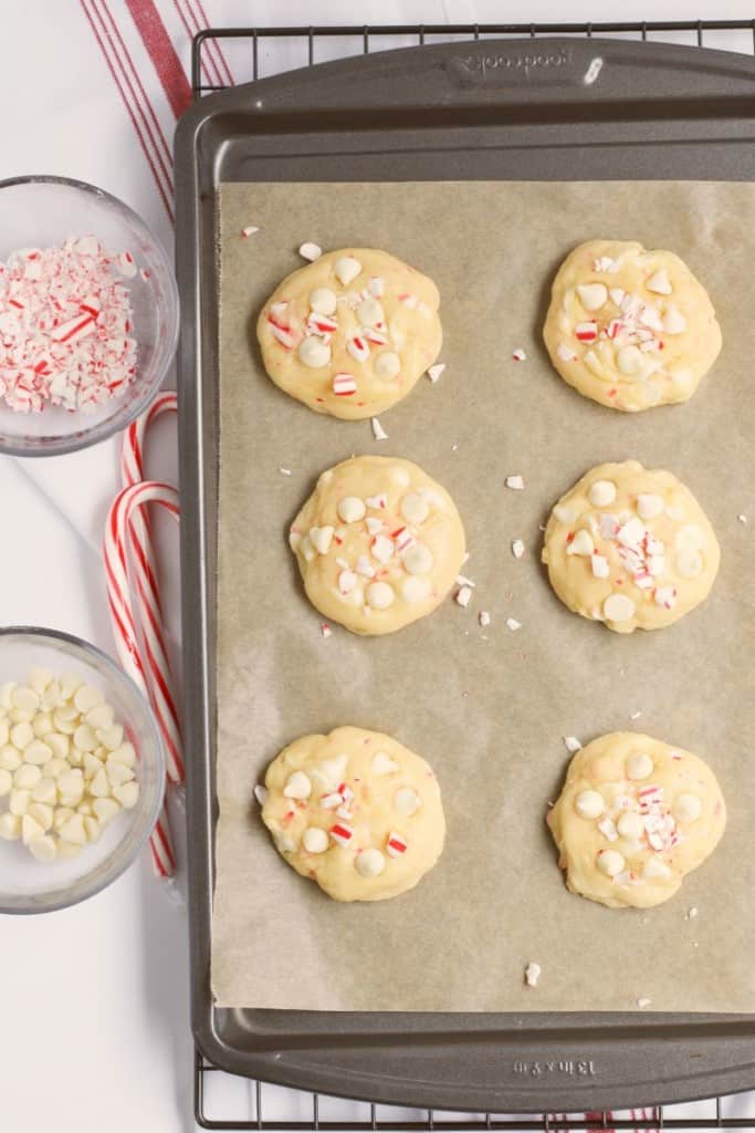 freshly baked peppermint white chocolate cookies