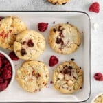 overhead view of raspberry cheesecake cookies