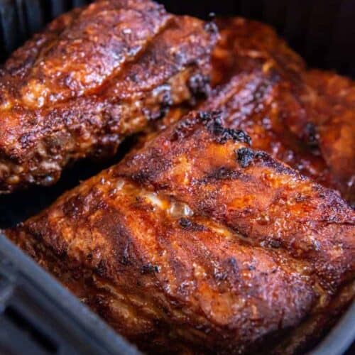 air fried baby back ribs in basket