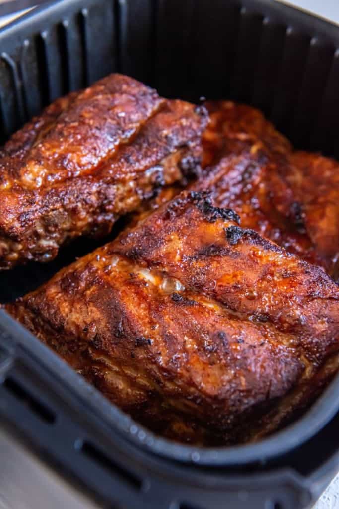 air fried baby back ribs in basket