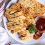 platter with air fryer chicken katsu