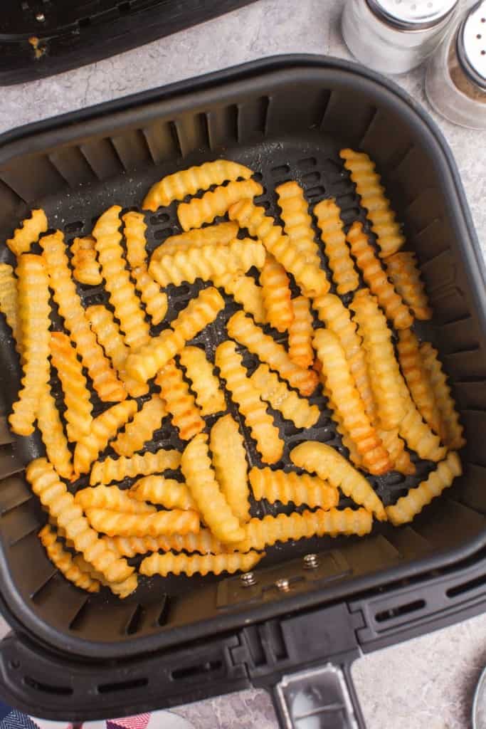 air fried crinkle cut fries in basket