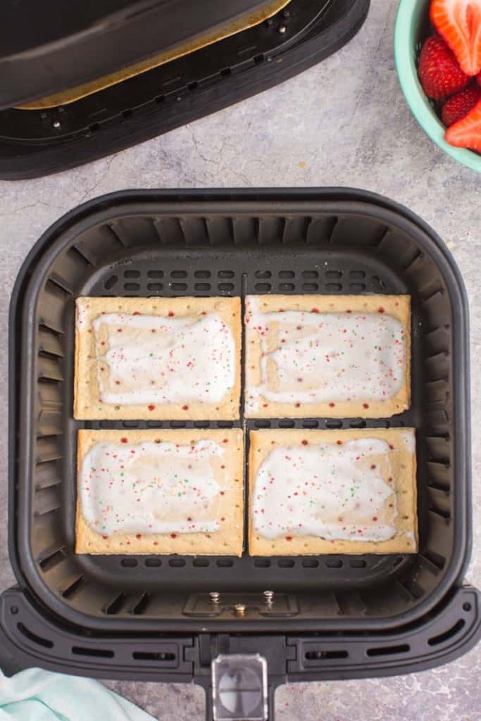 four pop tarts in air fryer basket