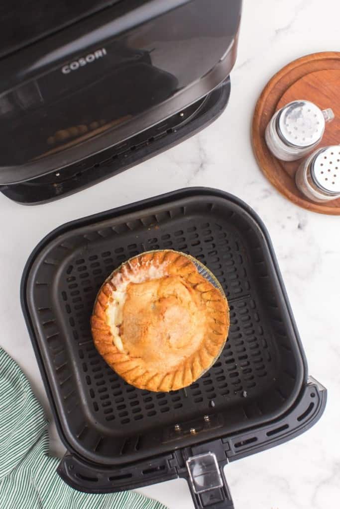 air fried pot pie in air fryer basket