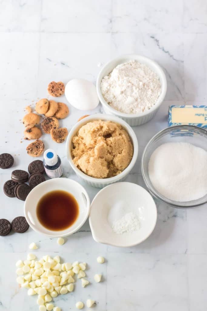 the ingredients to make cookie monster cookies