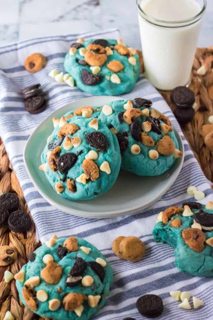 plate of cookie monster cookies