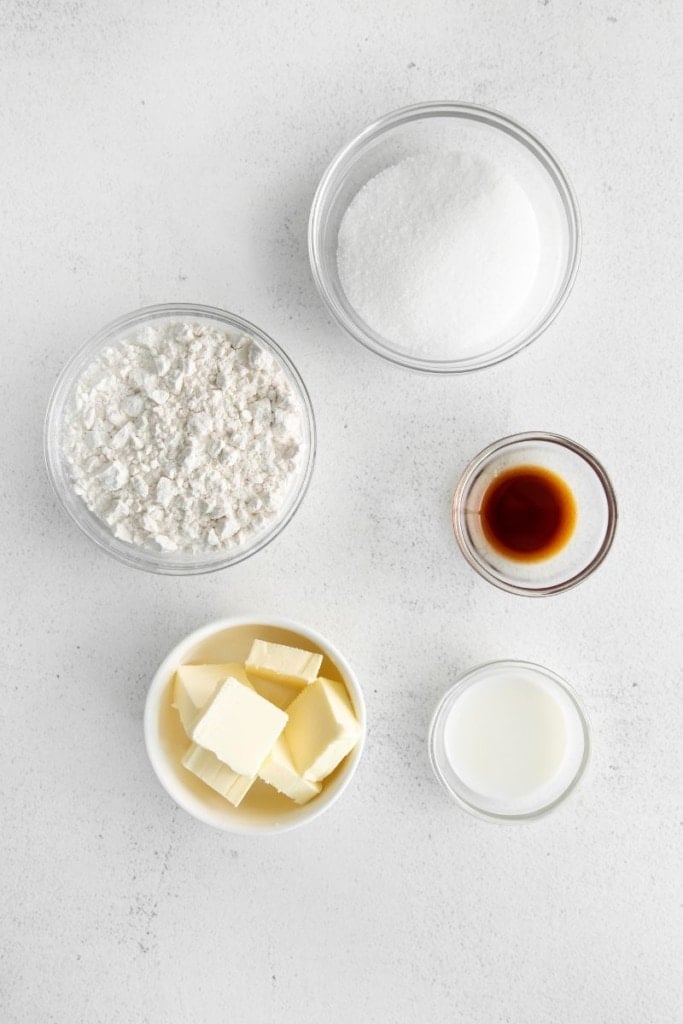 ingredients to make edible sugar cookie dough