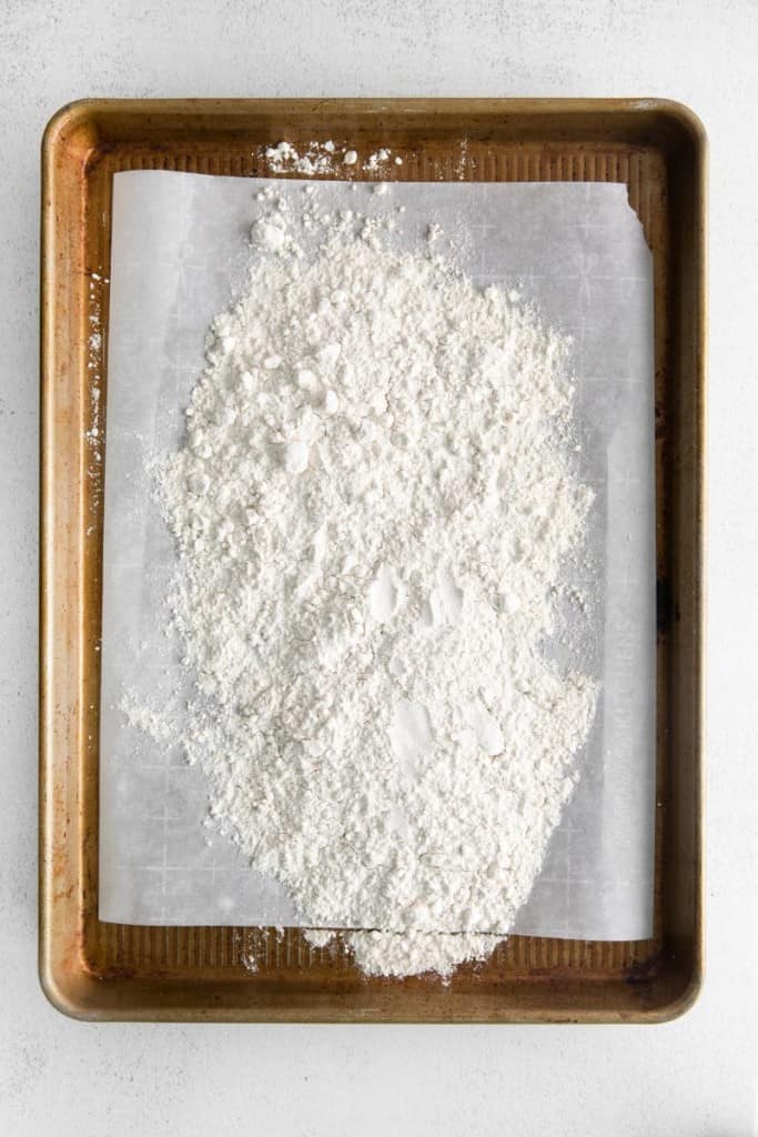 baking sheet with flour