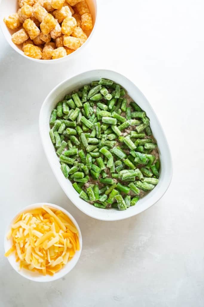 green beans in casserole dish