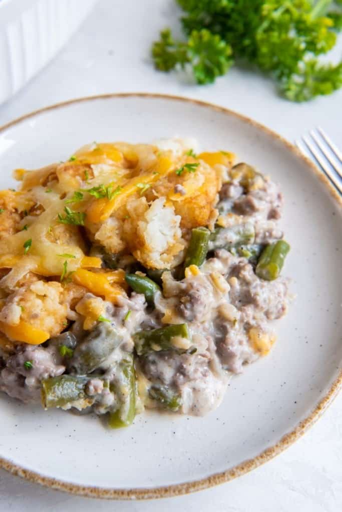 tater tot casserole on a plate