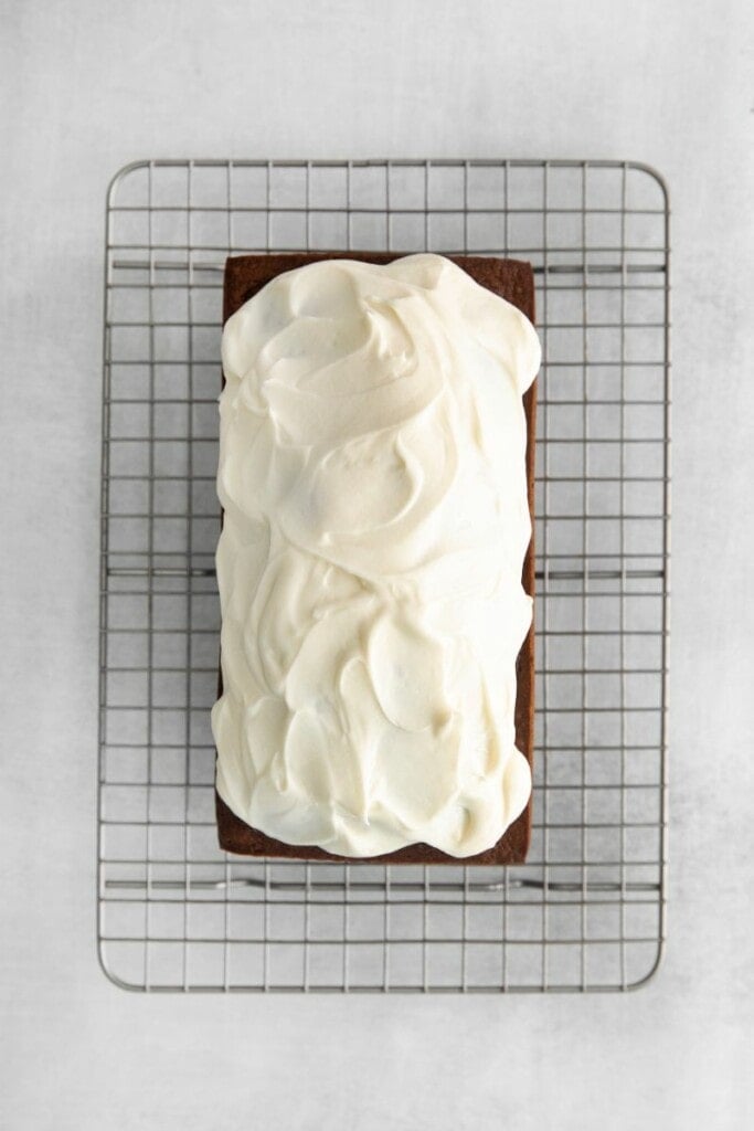 iced pumpkin bread with cream cheese frosting