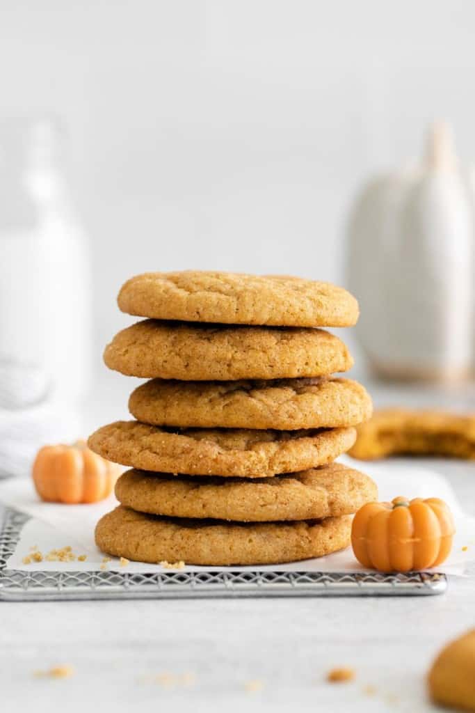 stack of snickerdoodles with pumpkin