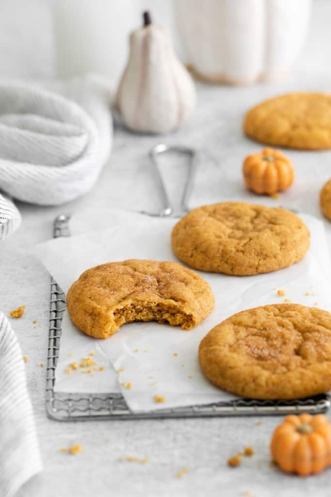 pumpkin snickerdoodle with a bite out of it