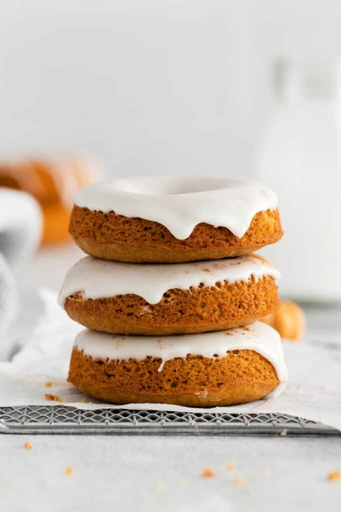stack of pumpkin spice donuts