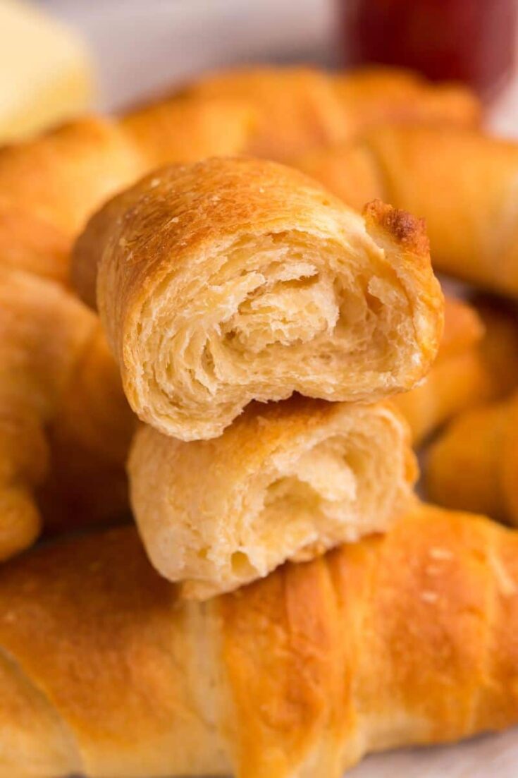 stack of air fried crescent rolls