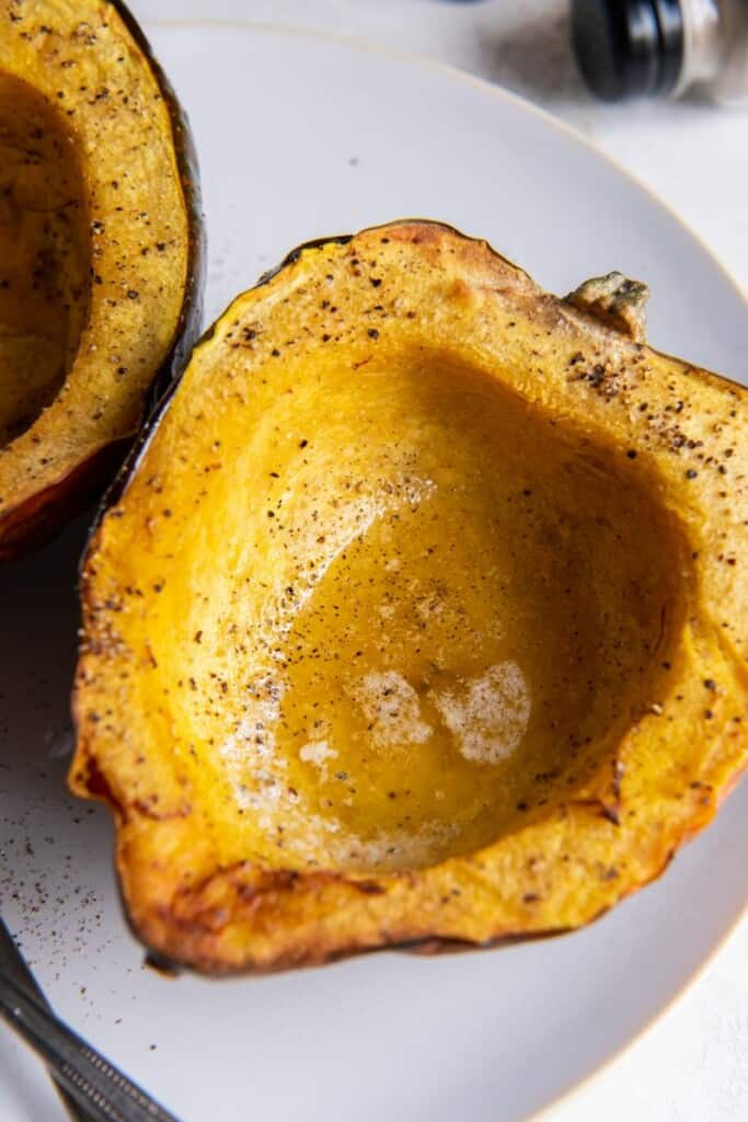 air fried acorn squash on plate