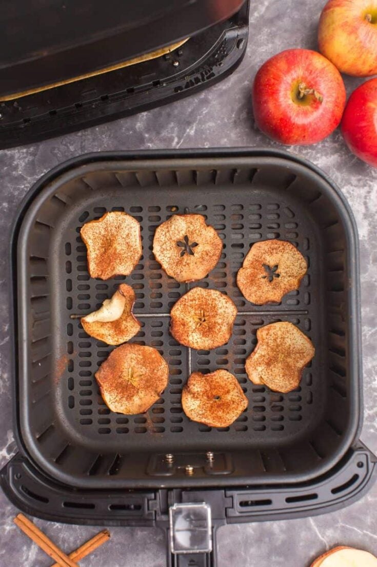 cooked air fryer apple chips