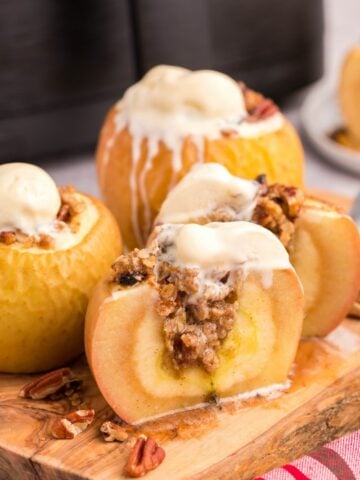 fried apples with ice cream