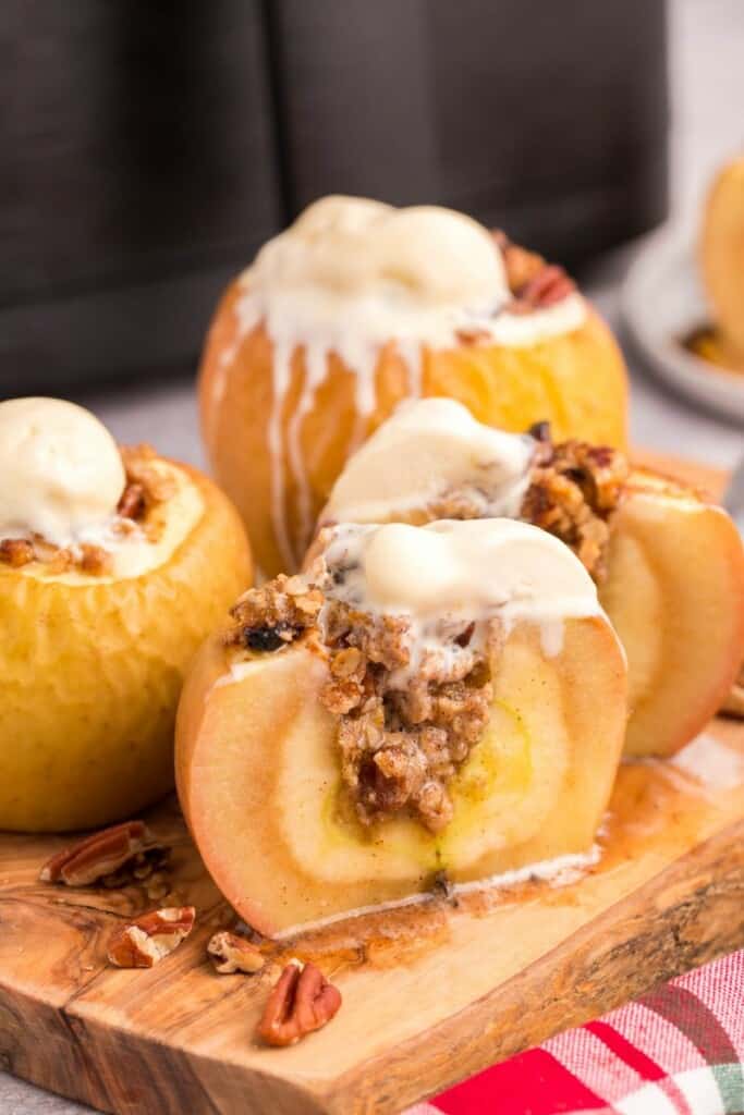 fried apples with ice cream