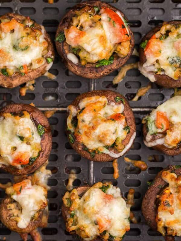 overhead shot of stuffed mushrooms