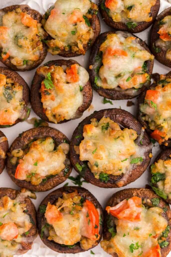 ready to serve air fryer stuffed mushrooms