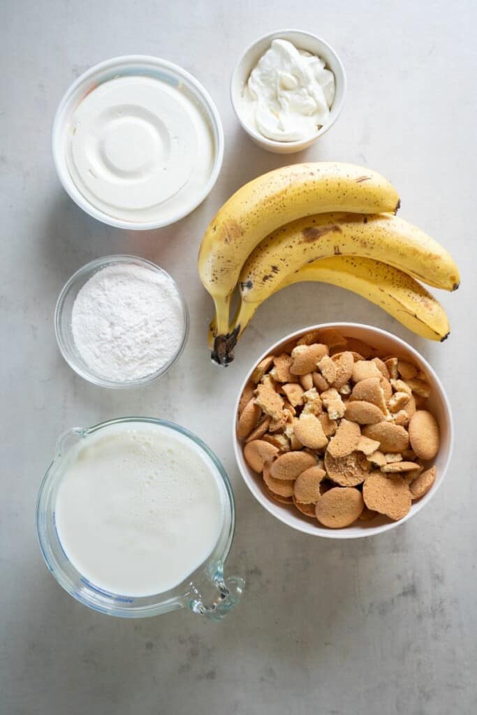 ingredients to make banana pudding