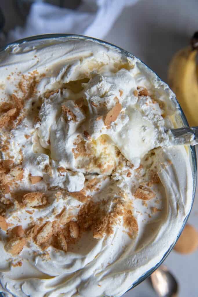 closeup of banana pudding