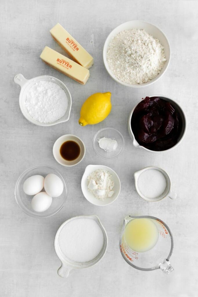 ingredients to make cranberry lemon bars