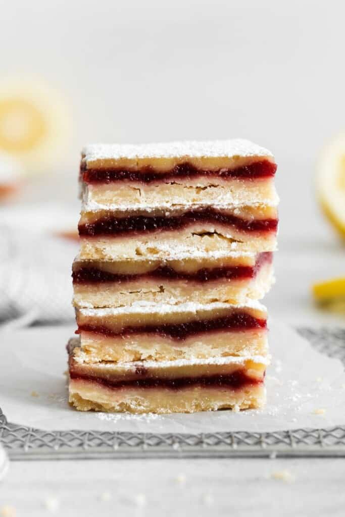 stack of lemon cranberry bars