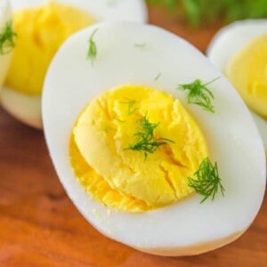 hard boiled egg with fresh herbs