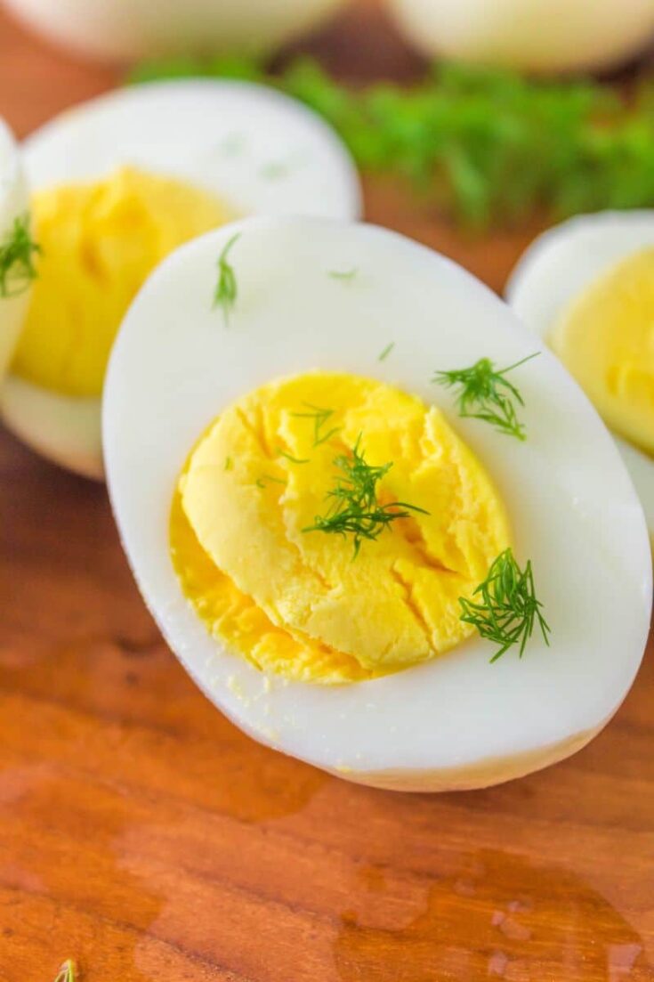 hard boiled egg with fresh herbs
