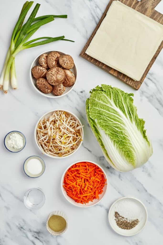 ingredients to make air fryer spring rolls