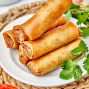 air fried spring rolls on plate