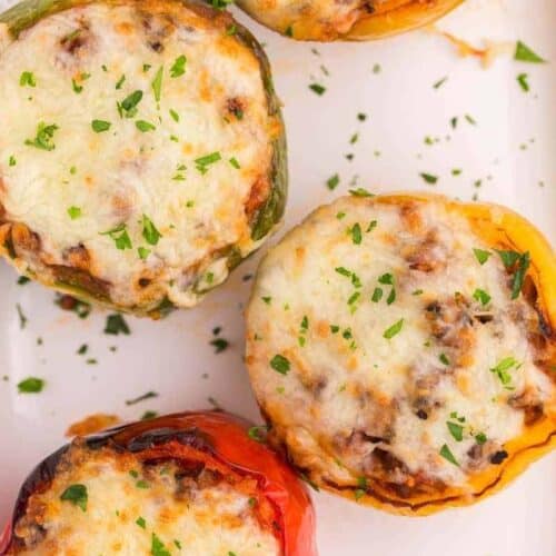 air fried stuffed peppers with melted cheese