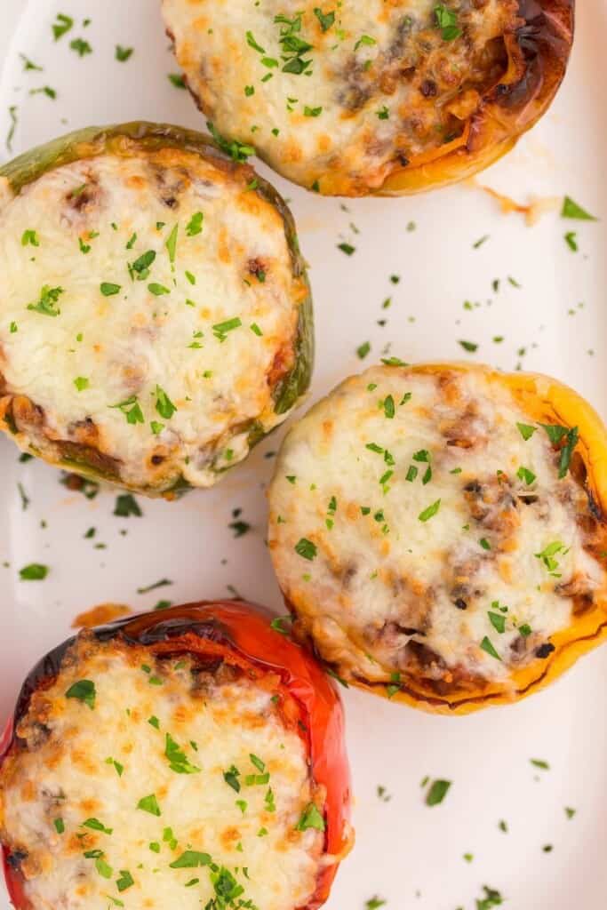 air fried stuffed peppers with melted cheese