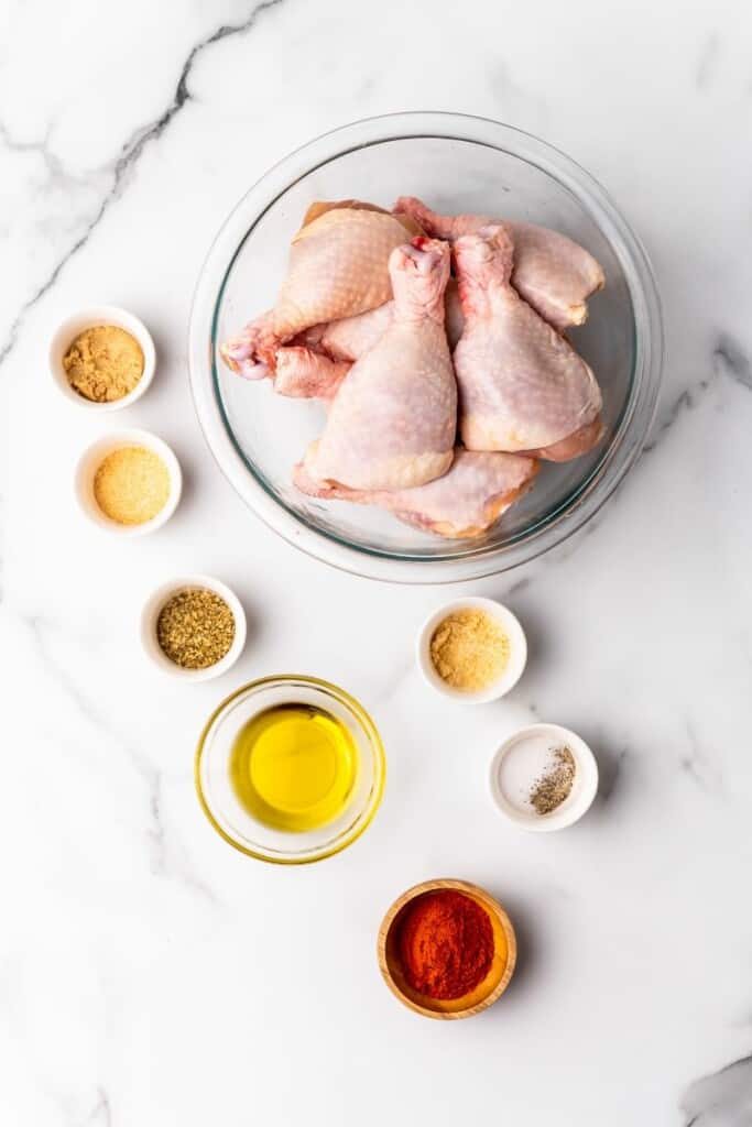 ingredienti per fare le cosce di pollo con la friggitrice ad aria
