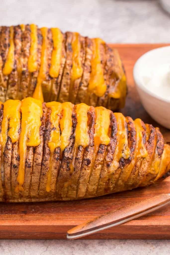 hasselback potatoes with cheese oozing out