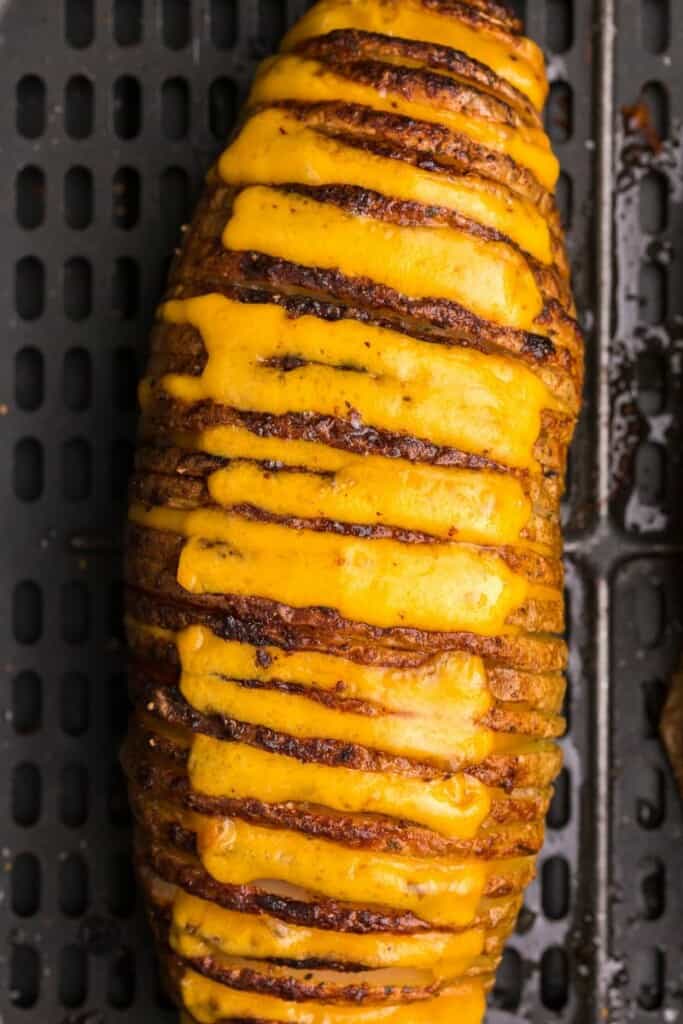 overhead shot of hasselback potatoes