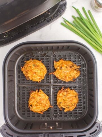 potato cakes in the air fryer basket