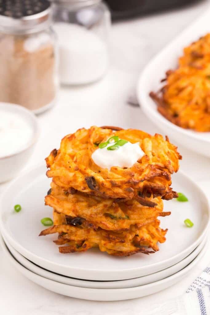 stack of air fryer potato pancakes