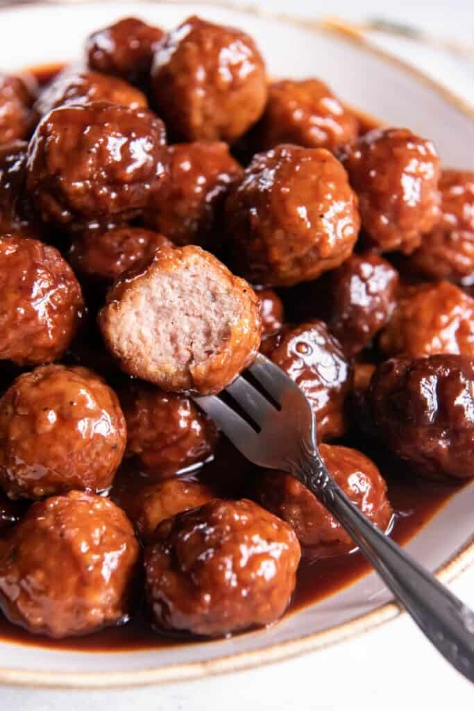meatballs with a bite out of one