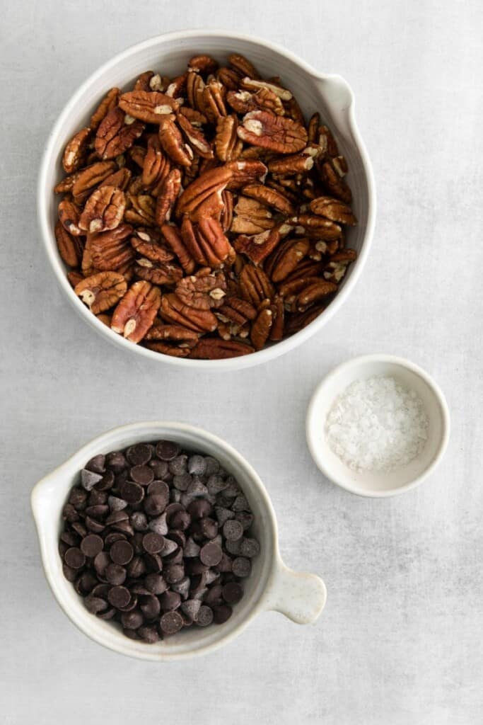 ingredients to make chocolate covered pecans