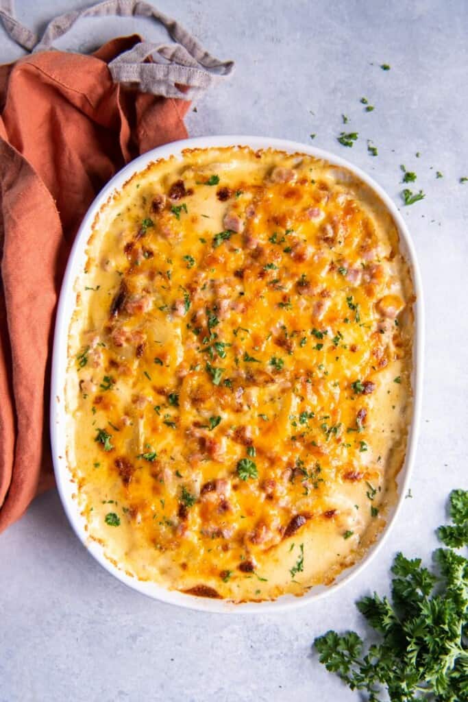 casserole dish with instant pot scalloped potatoes