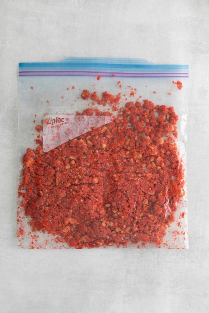 dark pink crumbs in bag