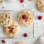 several white chocolate raspberry cookies