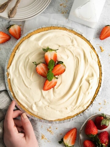 cheesecake with strawberries on top