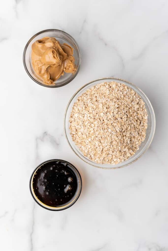 ingredients for 3 Ingredient Peanut Butter Oatmeal Balls